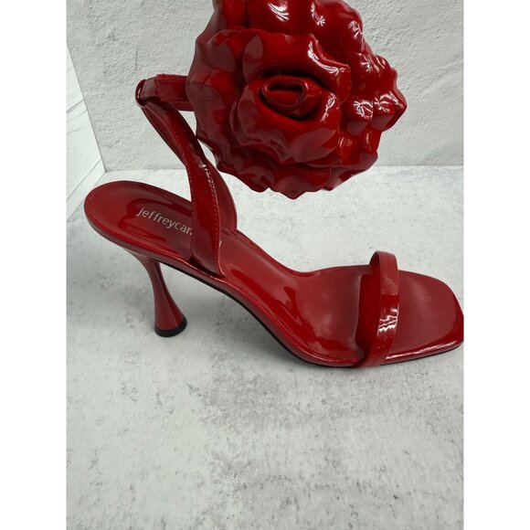 NIB‎ Jeffrey Campbell Flower Power Heels Red Patent Leather Ankle Strap Sz 40 - Picture 2 of 10